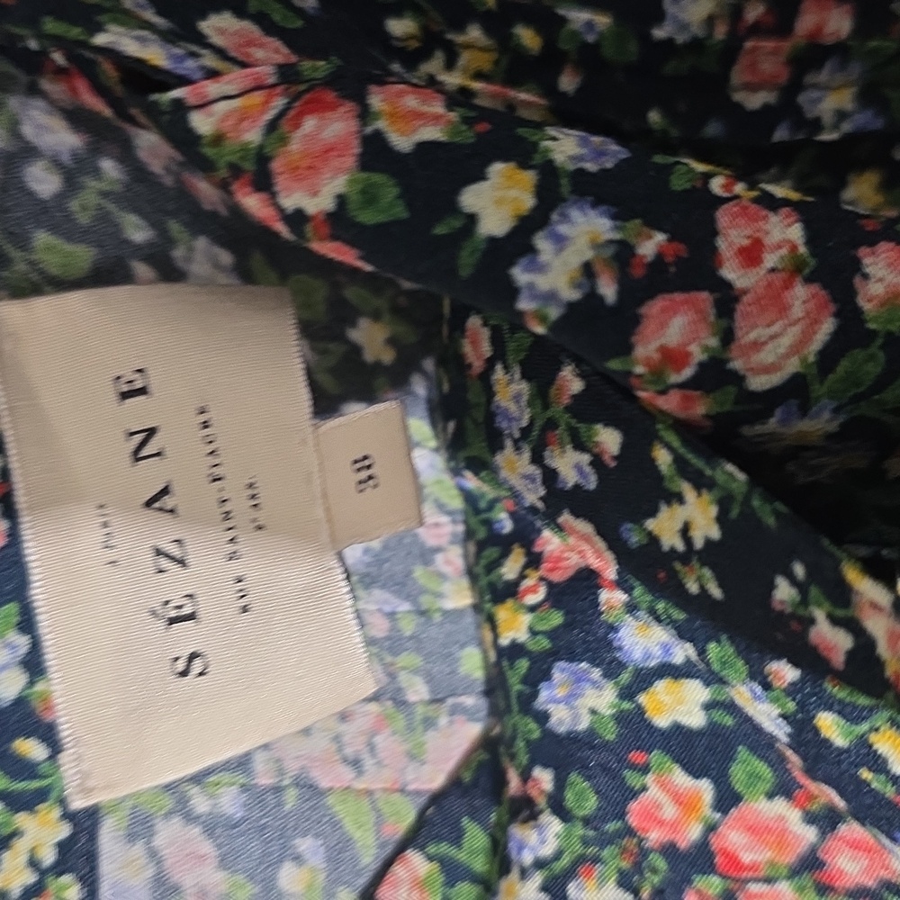 Sezane Sobral Dress Floral With Belt Mini Length Button front Size 38 US 6 NWOT - Picture 6 of 6